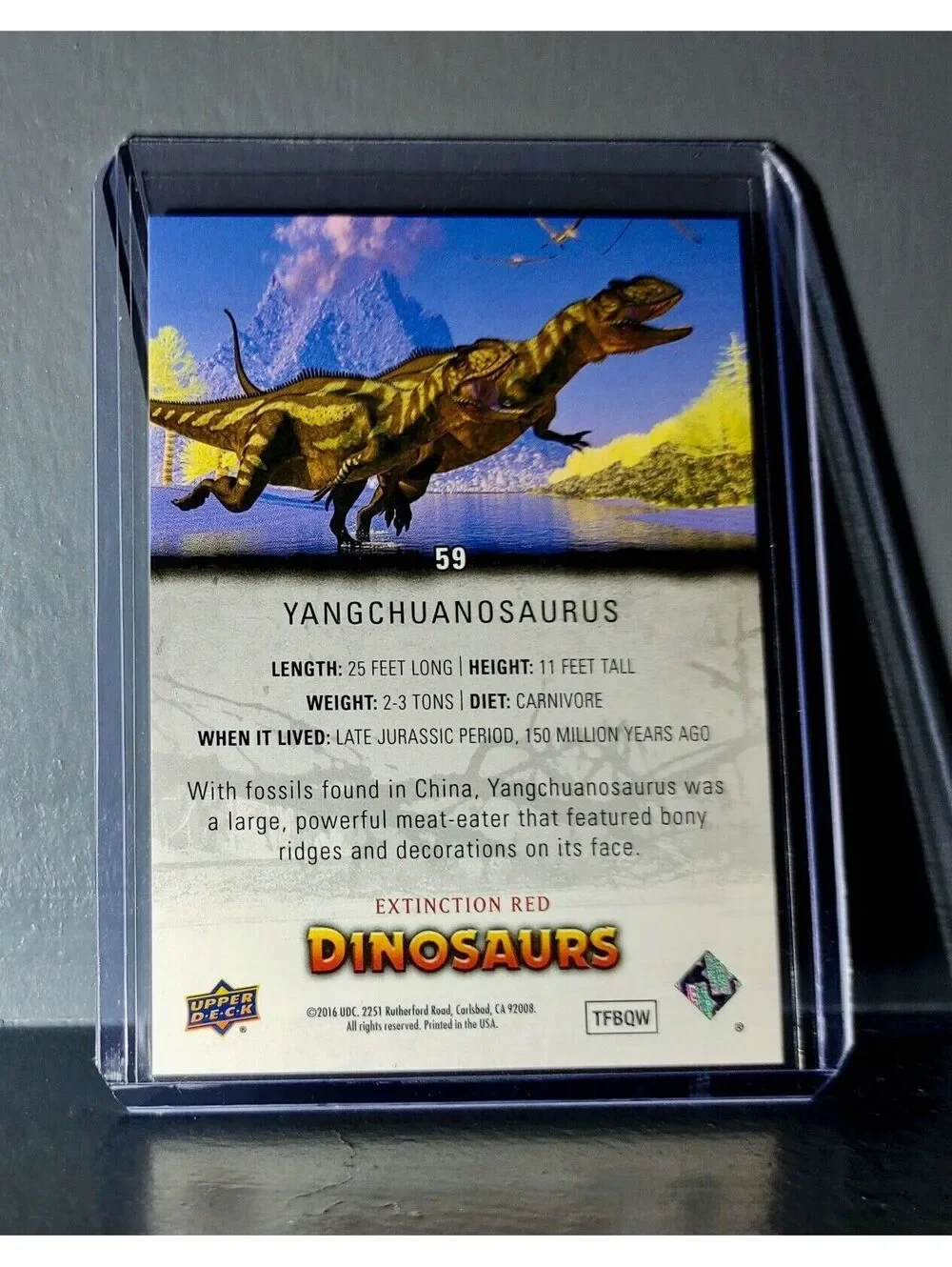 2015 Upper Deck Dinosaurs Yangchuanosaurus Extinction Red Parallel #59 Card